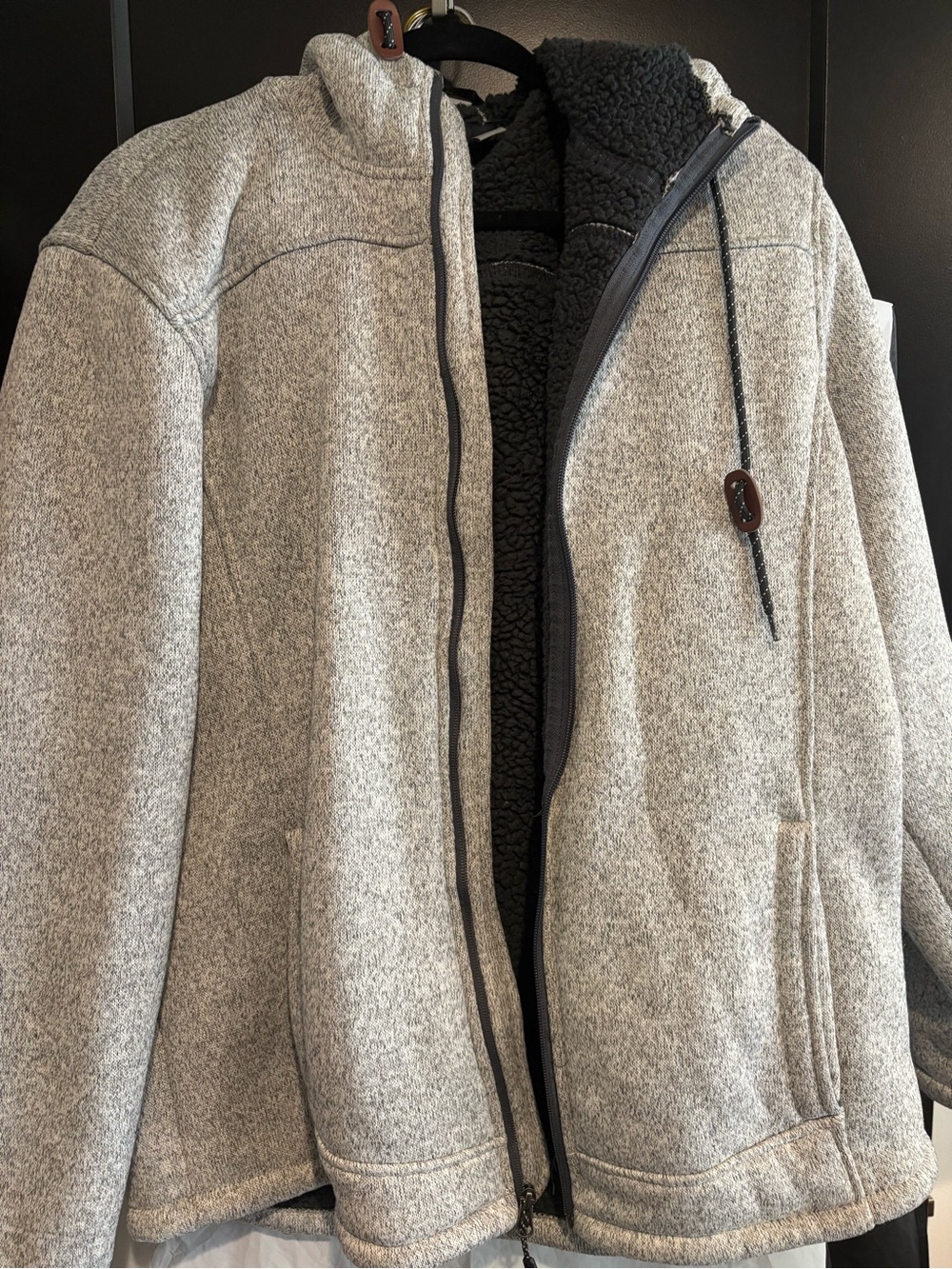 Men's Light Gray Sherpa-Lined Zip-Up Jacket